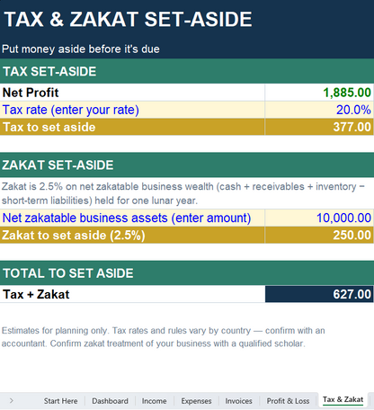 Freelancer & Small Business Finance Tracker (English) — Income, Expenses & Invoices (Excel)