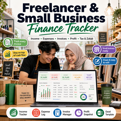 Freelancer & Small Business Finance Tracker (English) — Income, Expenses & Invoices (Excel)
